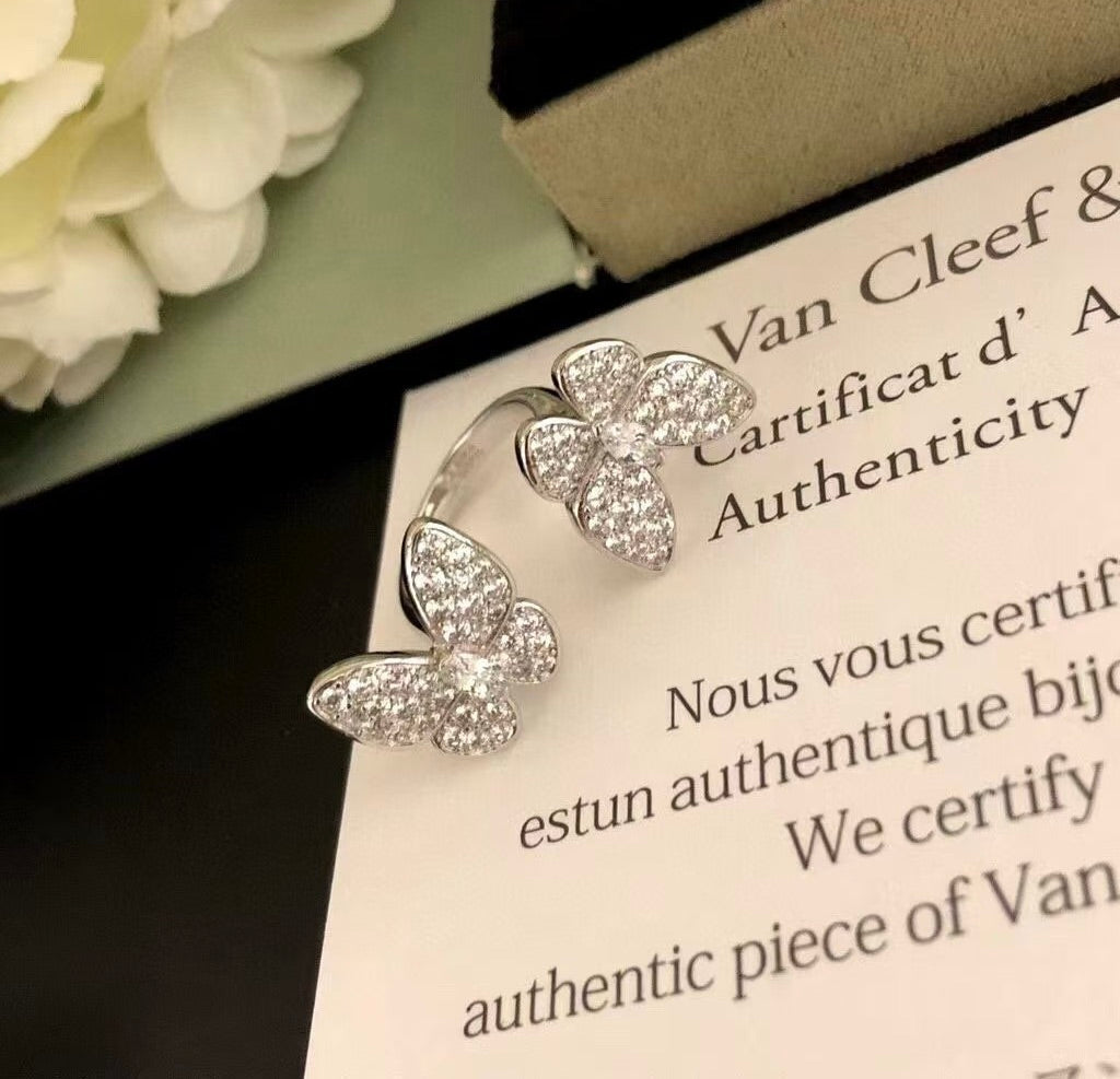 [Renovia Jewelry]TWIN SILVER BUTTERFLY DIAMOND RING