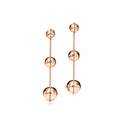 [Renovia Jewelry]TRIPLE DROP PINK GOLD EARRINGS