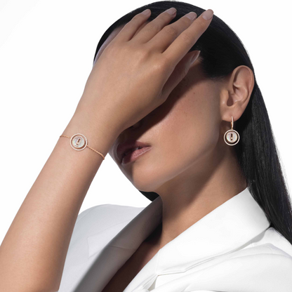 [Renovia Jewelry]LUCKY MOVE WHITE MOTHER OF PEARL PINK GOLD DIAMOND BRACELET