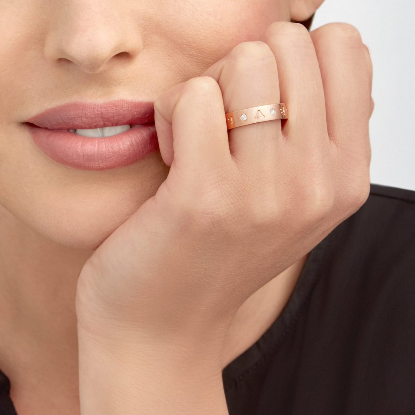 [Renovia Jewelry]ZERO 1 ESSENTIAL PINK GOLD BAND WITH DIAMONDS RING