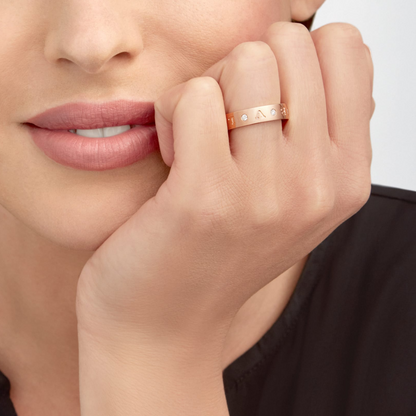 [Renovia Jewelry]ZERO 1 ESSENTIAL PINK GOLD BAND WITH DIAMONDS RING