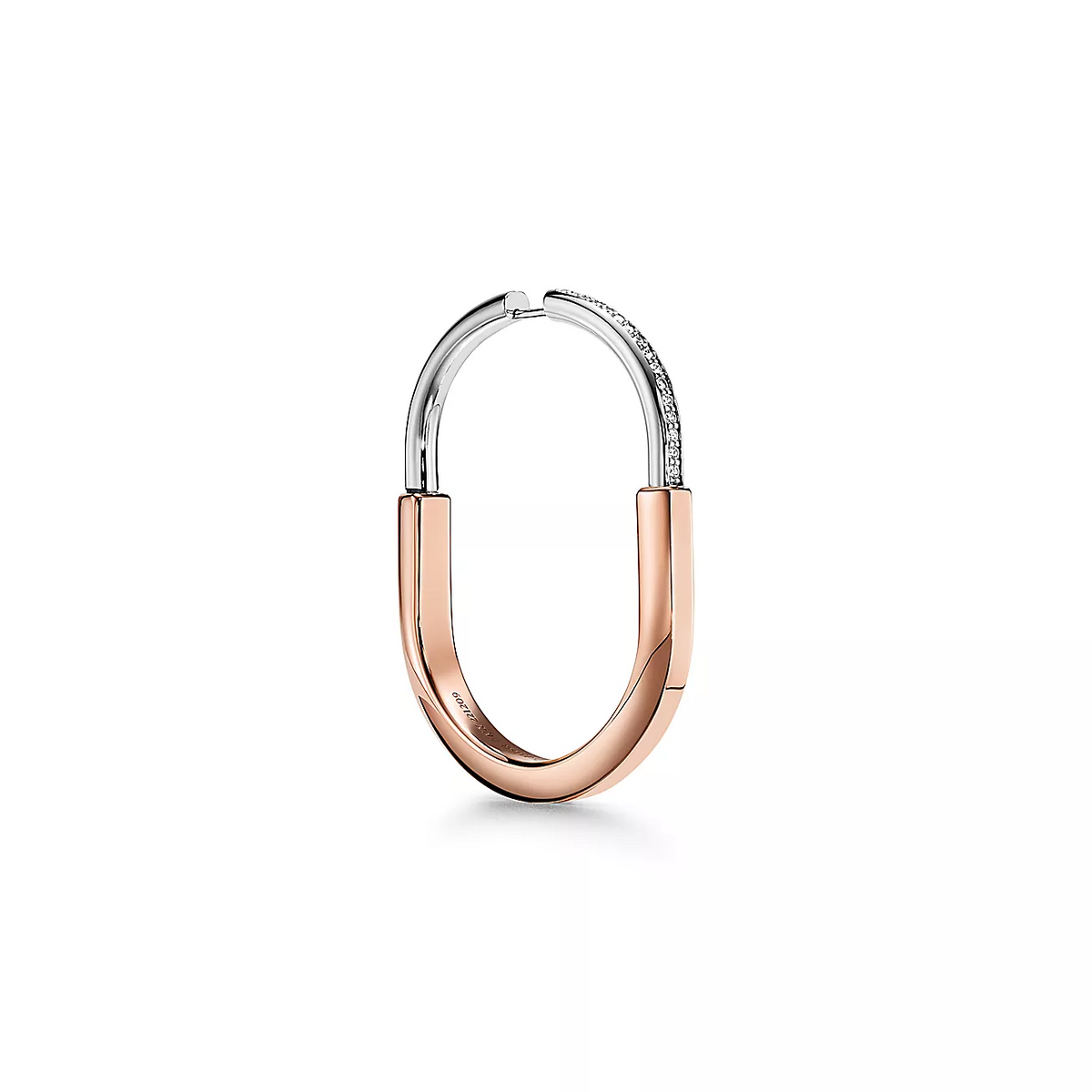 [Renovia Jewelry]LOCK EARRINGS ROSE AND WHITE GOLD DIAMONDS EXTRA LARGE