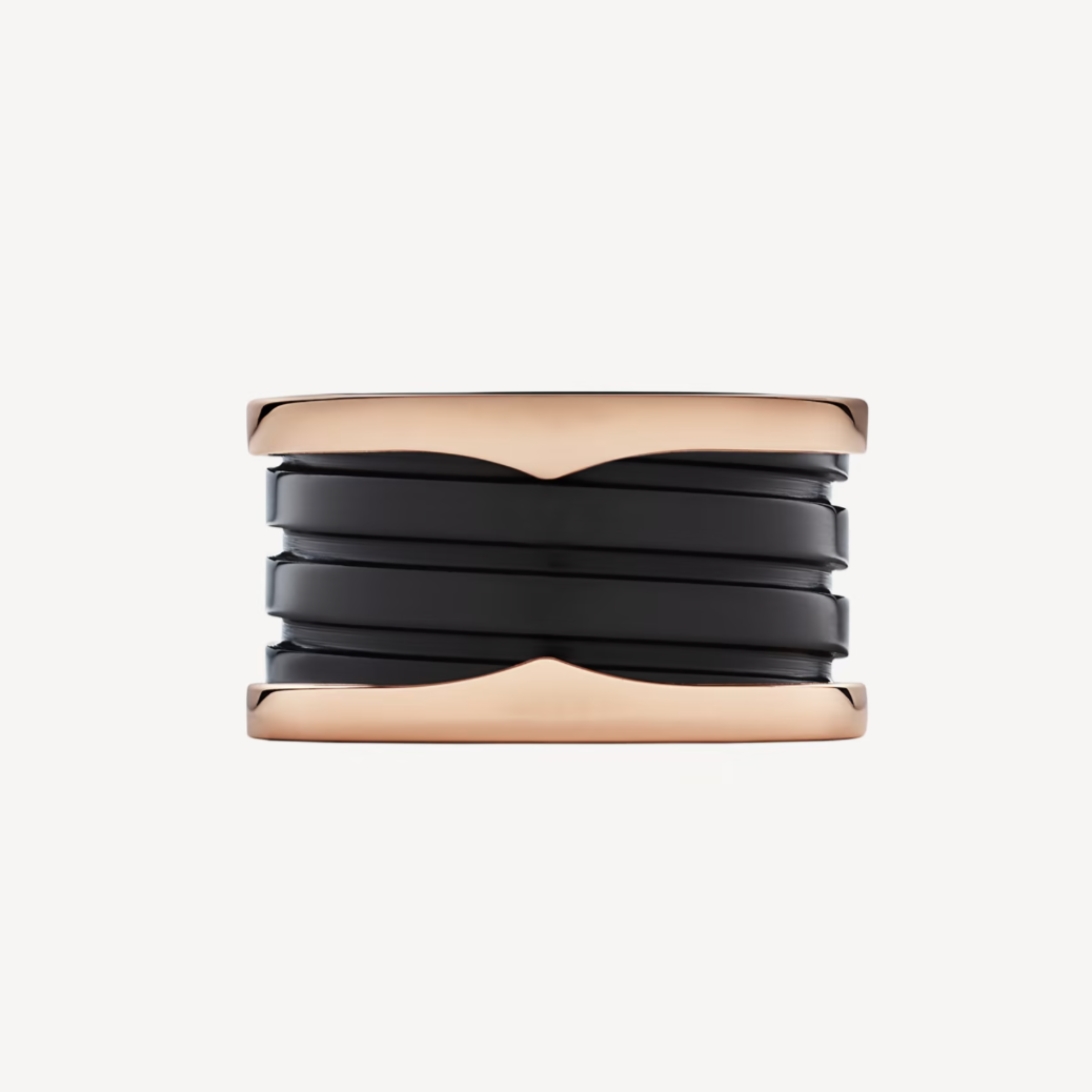 [Renovia Jewelry]ZERO 1 FOUR-BAND LOOPS AND BLACK CERAMIC SPIRAL PINK GOLD RING