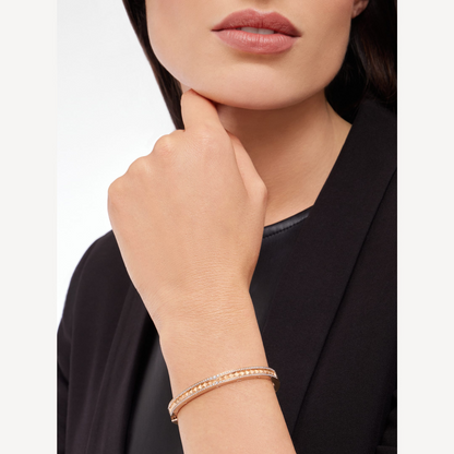 [Renovia Jewelry]ZERO 1 SPIRAL AND PAVED DIAMOND PINK GOLD BRACELET