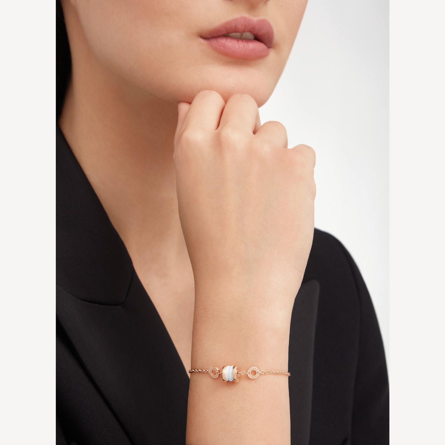 [Renovia Jewelry]ZERO 1 SOFT PINK GOLD AND WHITE CERAMIC BRACELET
