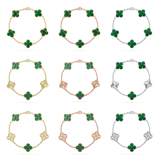 [Renovia Jewelry] CLOVER 5 MOTIF MALACHITE BRACELET COLLECTION