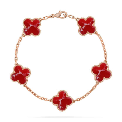 [Renovia Jewelry]CLOVER 5 MOTIF RED PATTERN BRACELET COLLECTION