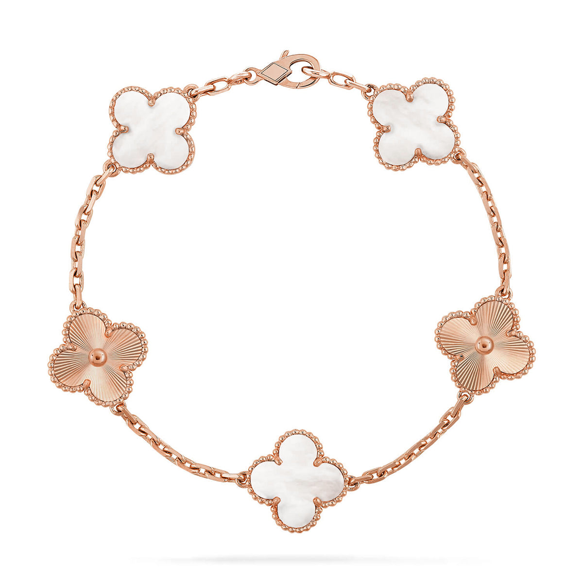 [Renovia Jewelry]CLOVER WHITE PEARL MOP 5 MOTIF BRACELET COLLECTION