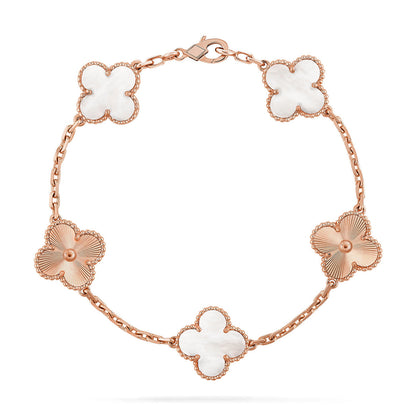 [Renovia Jewelry]CLOVER WHITE PEARL MOP 5 MOTIF BRACELET COLLECTION