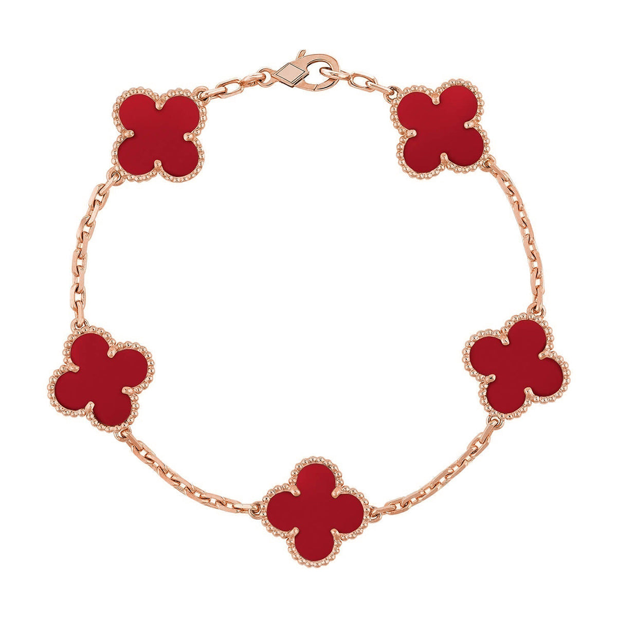 [Renovia Jewelry] CLOVER 5 MOTIF RED CORNELIAN BRACELET COLLECTION