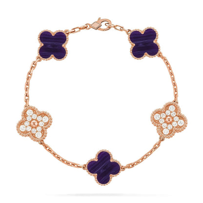 [Renovia Jewelry]CLOVER 5 MOTIF PURPLE STRIPES BRACELET COLLECTION