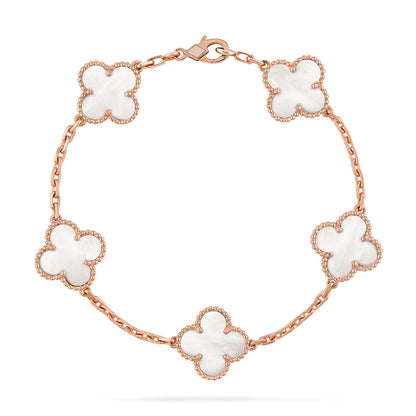 [Renovia Jewelry]CLOVER WHITE PEARL MOP 5 MOTIF BRACELET COLLECTION
