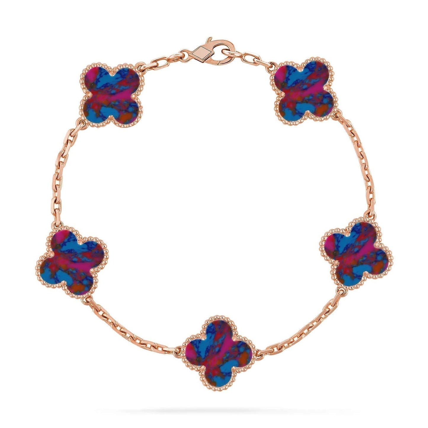 [Renovia Jewelry]CLOVER 5 MOTIF COLOR GEMSTONES BRACELET COLLECTION