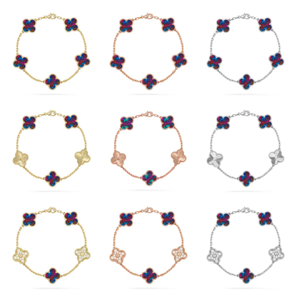 [Renovia Jewelry]CLOVER 5 MOTIF COLOR GEMSTONES BRACELET COLLECTION