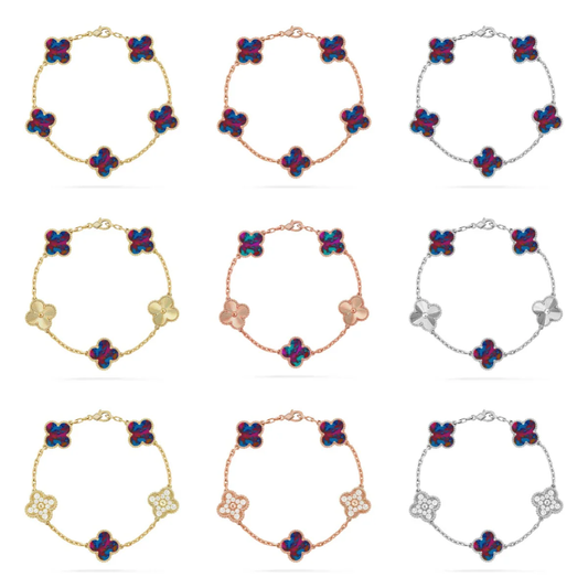 [Renovia Jewelry]CLOVER 5 MOTIF COLOR GEMSTONES BRACELET COLLECTION