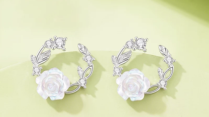 Platinum Rose Earrings