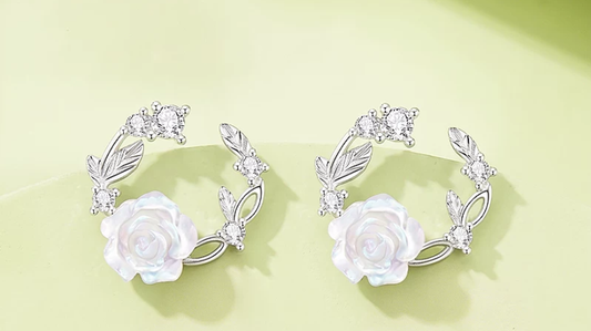 Platinum Rose Earrings