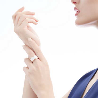 [Renovia Jewelry]ZERO 1 FOUR-BAND LOOPS AND WHITE CERAMIC SPIRAL PINK GOLD RING