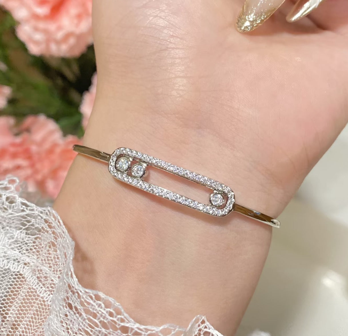 [Renovia Jewelry]Move Pavé Diamond Bangle Bracelet M