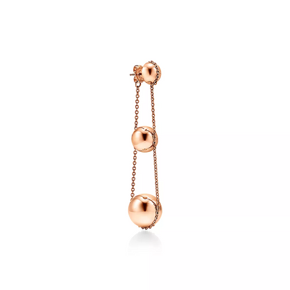 [Renovia Jewelry]TRIPLE DROP PINK GOLD EARRINGS