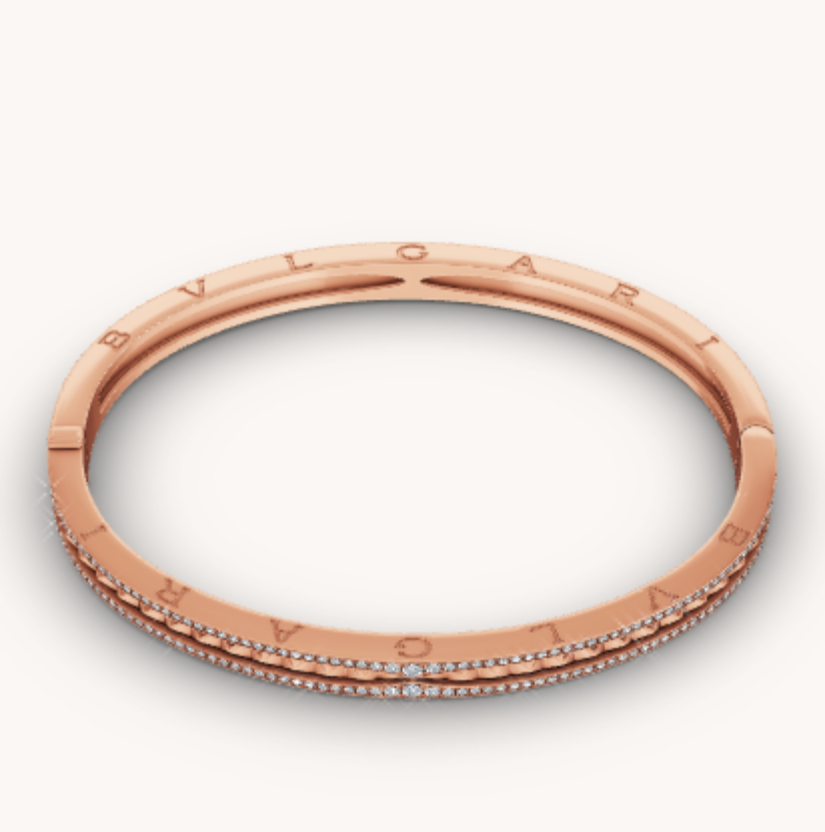 [Renovia Jewelry]ZERO 1 SPIRAL AND PAVED DIAMOND PINK GOLD BRACELET
