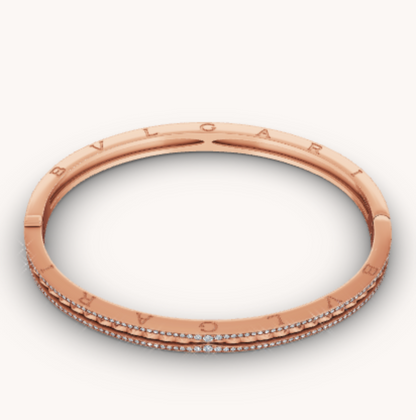 [Renovia Jewelry]ZERO 1 SPIRAL AND PAVED DIAMOND PINK GOLD BRACELET