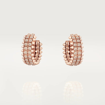 [Renovia Jewelry]CLASH 9.2MM FULL DIAMOND DOUBLE ROW EARRINGS