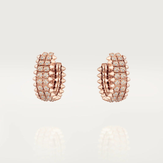 [Renovia Jewelry]CLASH 9.2MM FULL DIAMOND DOUBLE ROW EARRINGS