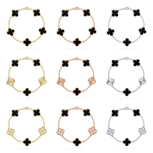 [Renovia Jewelry] CLOVER 5 MOTIF ONYXS BRACELET COLLECTION