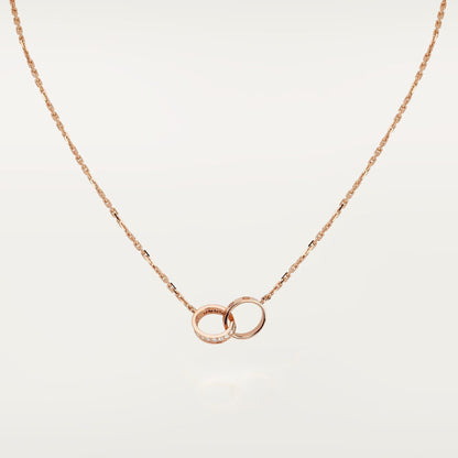 [Renovia Jewelry]LOVE DOUBLE RING HALF DIAMOND NECKLACE