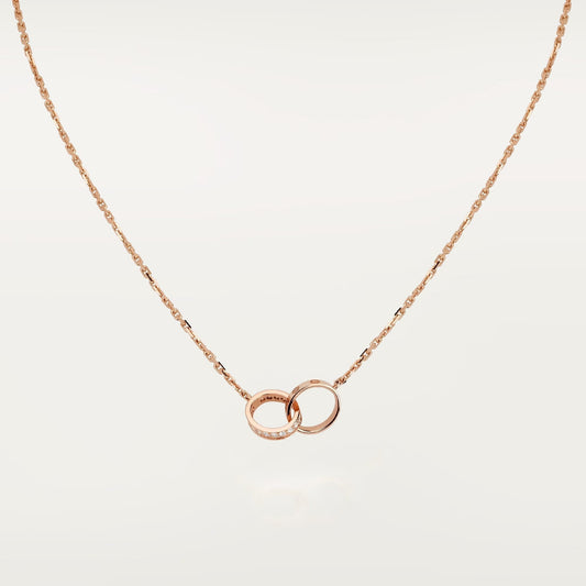 [Renovia Jewelry]LOVE DOUBLE RING HALF DIAMOND NECKLACE