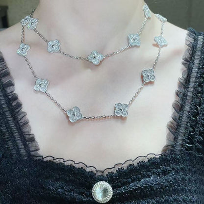 [Renovia Jewelry]CLOVER 20 MOTIFS FULL-DIAMOND NECKLACE