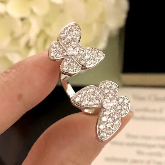 [Renovia Jewelry]TWIN SILVER BUTTERFLY DIAMOND RING