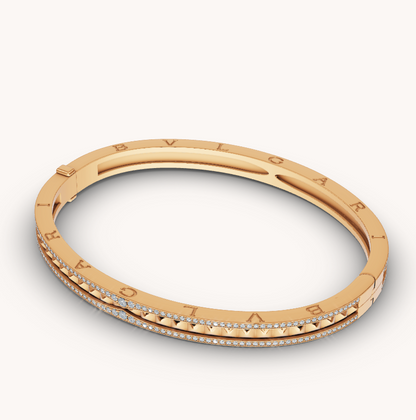 [Renovia Jewelry]ZERO 1 SPIRAL AND PAVED DIAMOND GOLD BRACELET