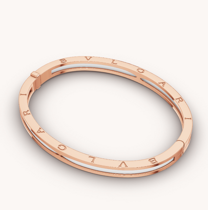 [Renovia Jewelry]ZERO 1 PINK GOLD WITH WHITE CERAMIC BRACELET