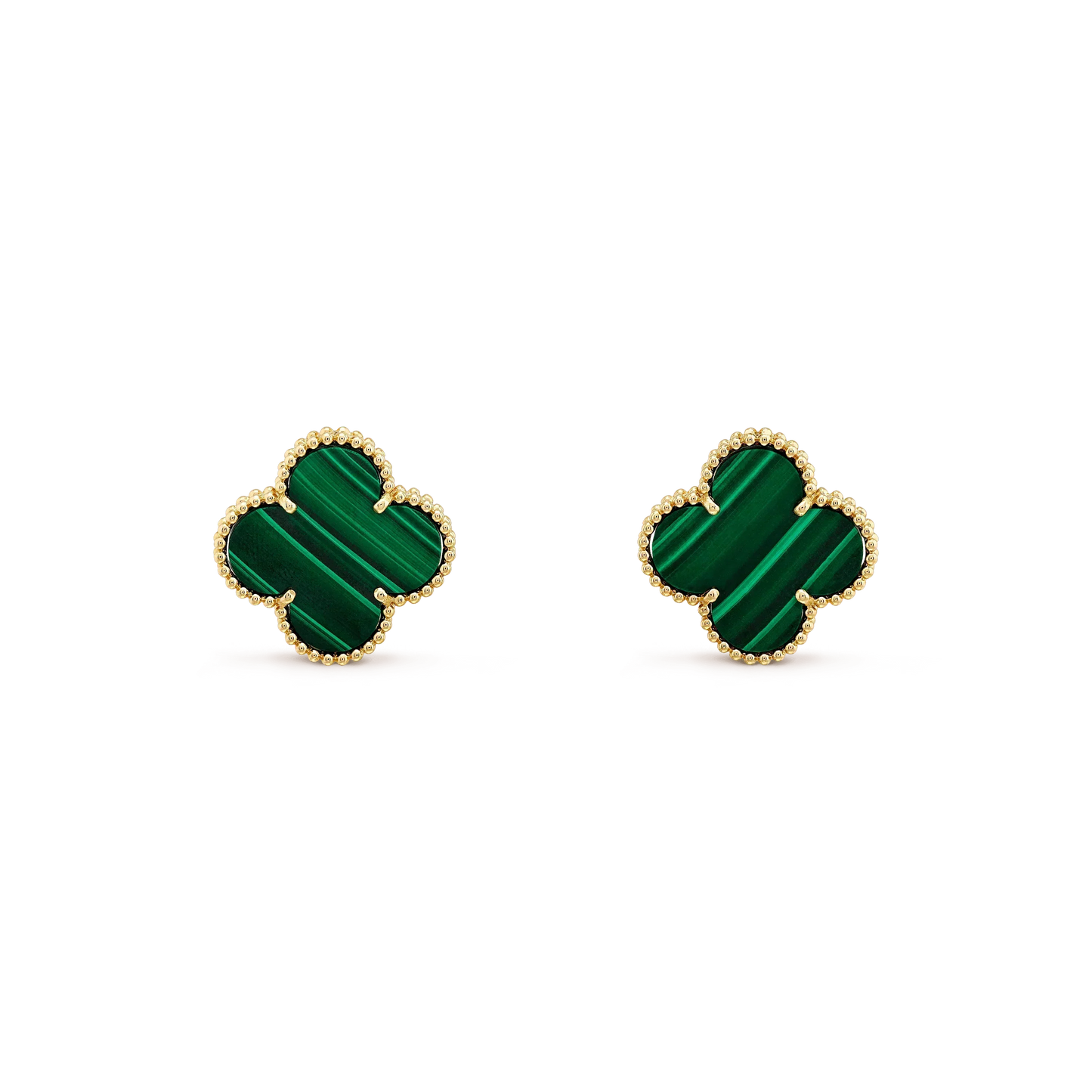[Renovia Jewelry]CLOVER MINI 9.5MM MALACHITE  EARRINGS