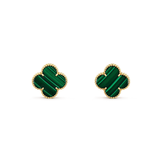 [Renovia Jewelry]CLOVER MINI 9.5MM MALACHITE  EARRINGS