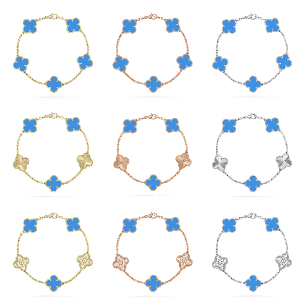 [Renovia Jewelry] CLOVER 5 MOTIF BLUE AGATE BRACELET COLLECTION
