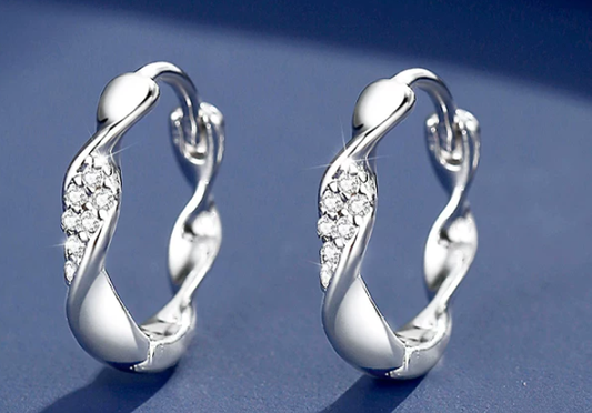 Platinum Twisted Hoop Earrings