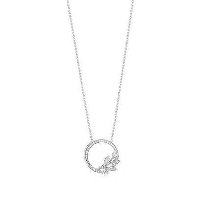 [Renovia Jewelry]DIAMOND VINE CIRCLE PENDANT PLATINUM NECKLACE