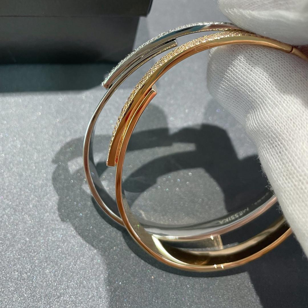 [Renovia Jewelry]Move Noa Rose Gold Pavé Diamond Bangle Bracelet