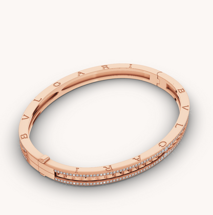 [Renovia Jewelry]ZERO 1 SPIRAL AND PAVED DIAMOND PINK GOLD BRACELET