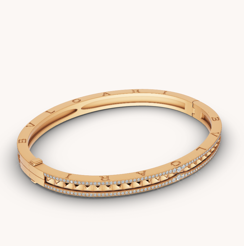 [Renovia Jewelry]ZERO 1 SPIRAL AND PAVED DIAMOND GOLD BRACELET