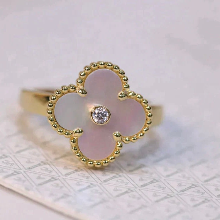 [Renovia Jewelry]CLOVER PINK MOP RING GOLD DIAMOND