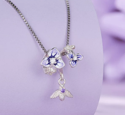 Platinum Flying Insect Necklace