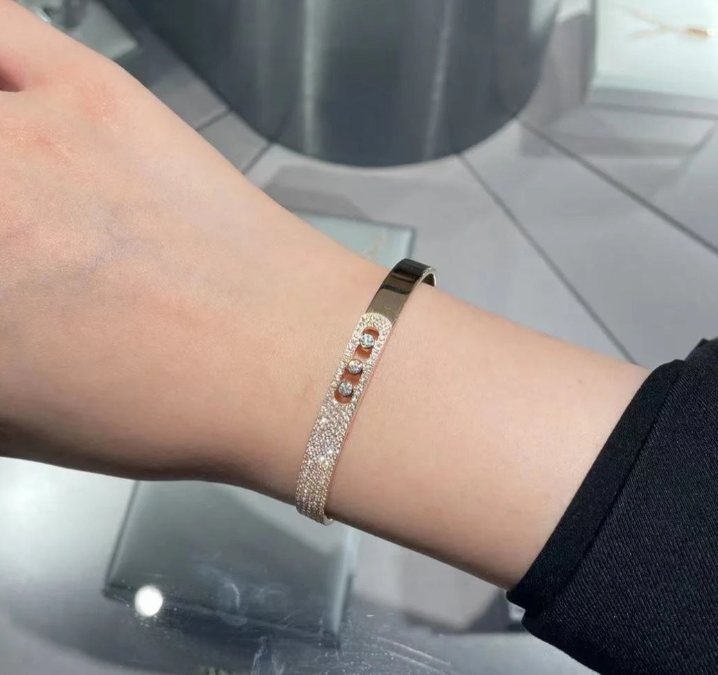 [Renovia Jewelry]Move Noa Rose Gold Pavé Diamond Bangle Bracelet