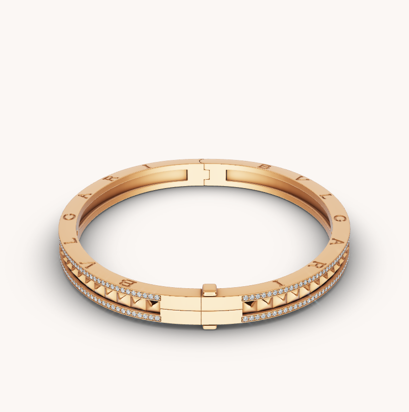 [Renovia Jewelry]ZERO 1 SPIRAL AND PAVED DIAMOND GOLD BRACELET