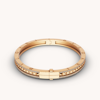 [Renovia Jewelry]ZERO 1 SPIRAL AND PAVED DIAMOND GOLD BRACELET