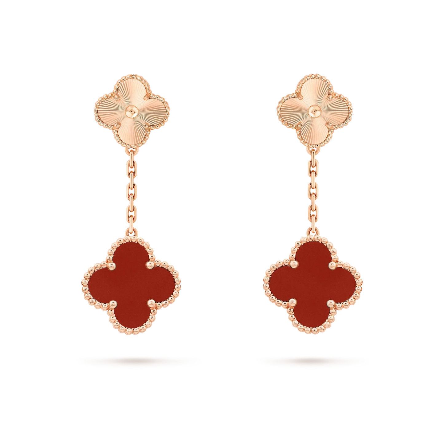 [Renovia Jewelry]CLOVER 2 MOTIF  LASER CARNELIAN EARRINGS