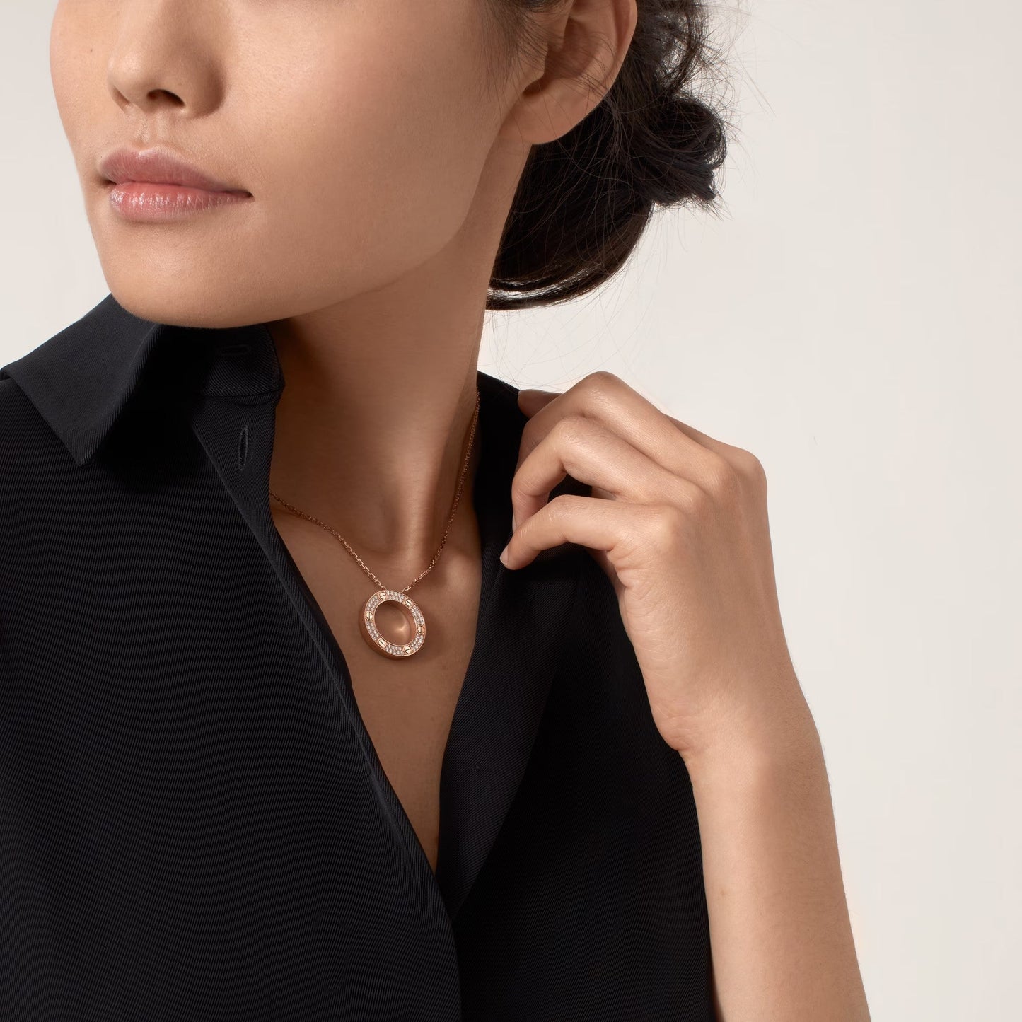[Renovia Jewelry]LOVE NECKLACE 16MM  FULL DIAMOND